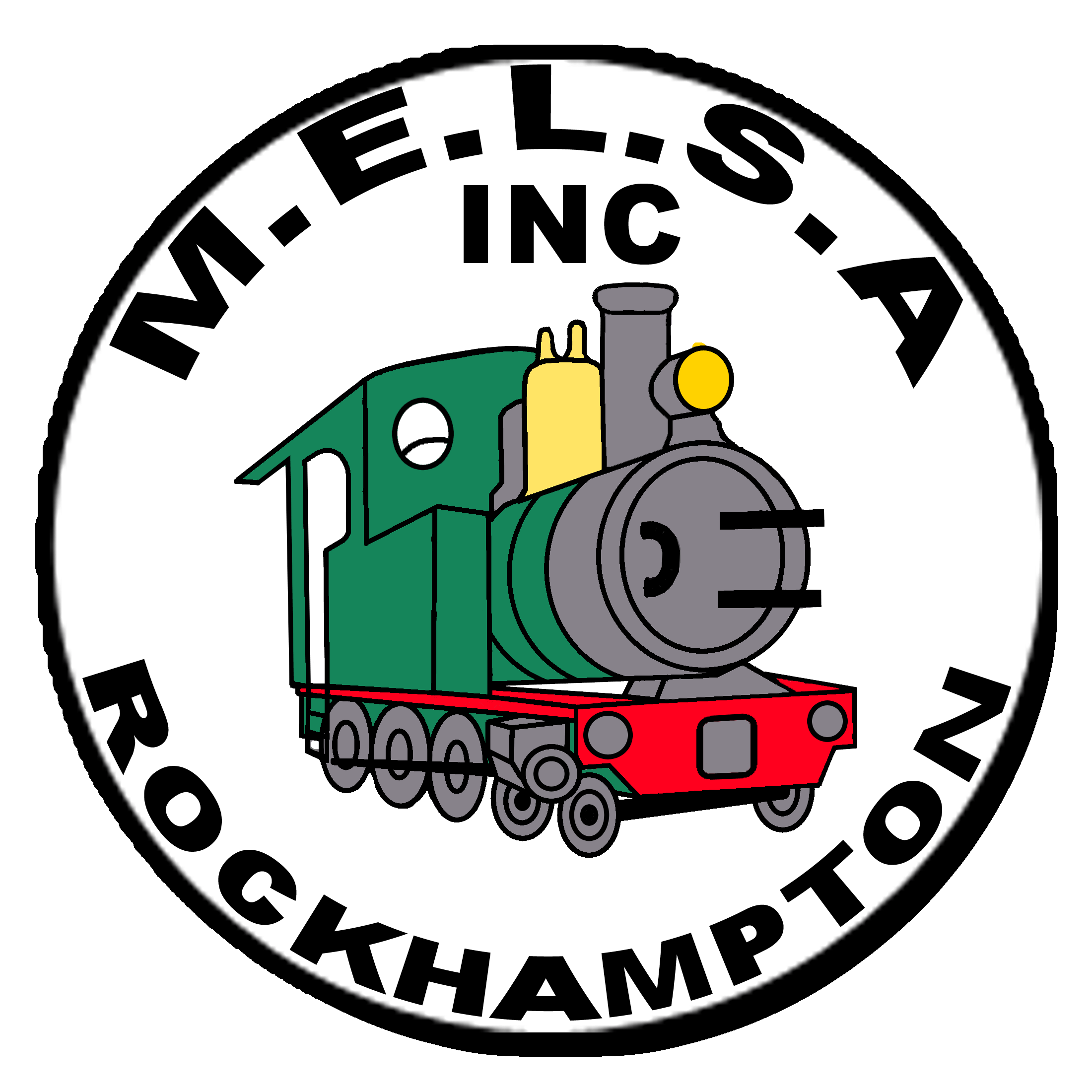 Green Train with writing around it saying melsa INC rockhampton